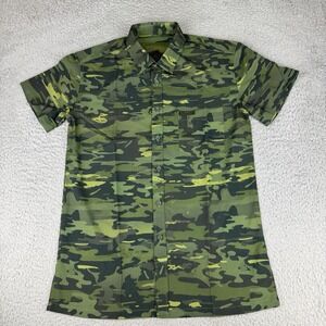 Warrior Camo Shirt Mens Small Super Stretch Dark Green‎ Button Down Collar